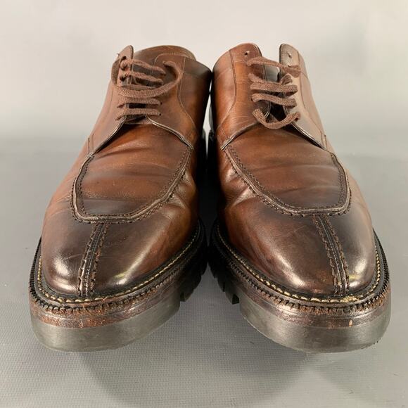BALLY SCUBER Size 12 Brown Contrast Stitch Leather Derby Lace Up Shoes main image 5